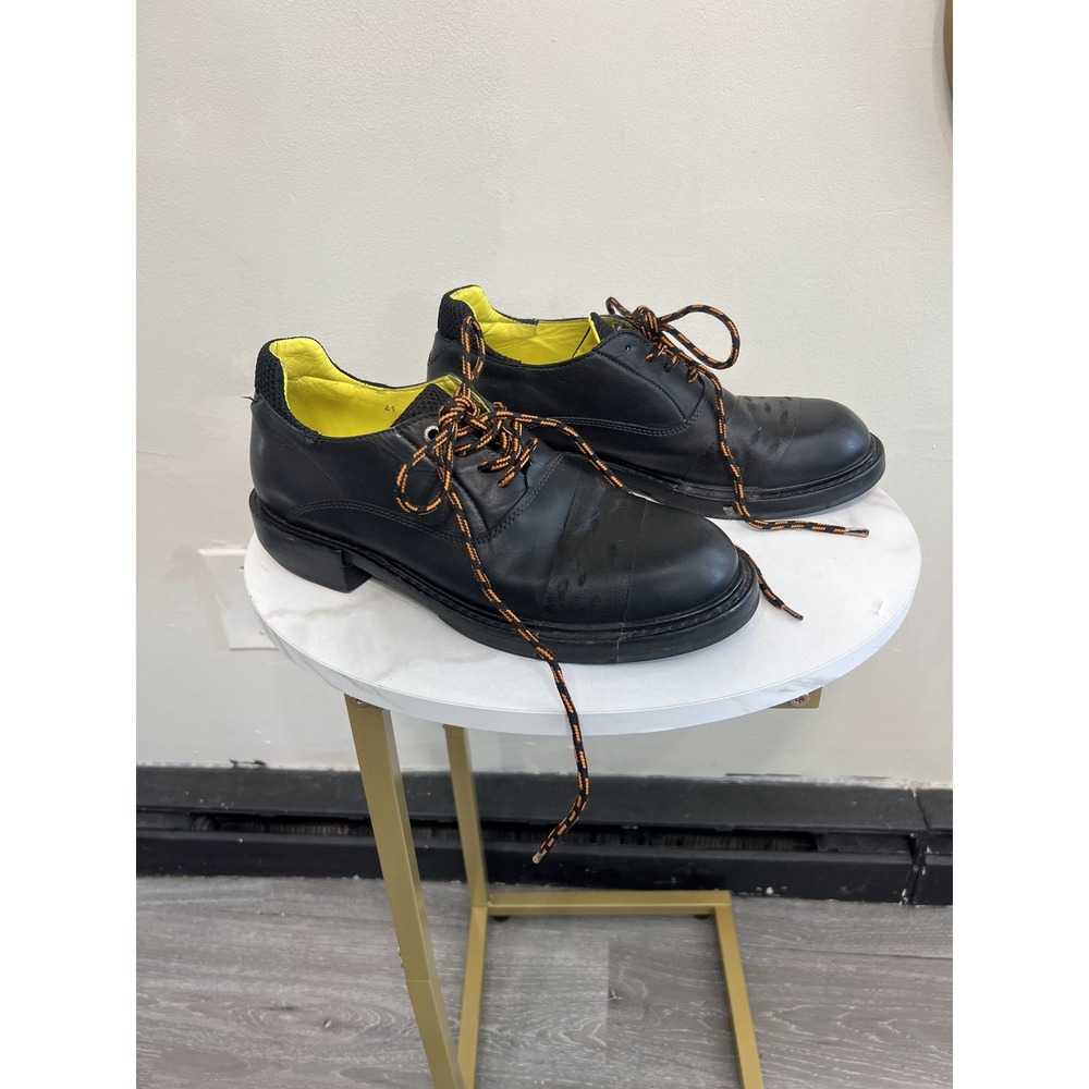 Diesel Black Leather Lace-Up Platform Oxford Shoes Casual Boots Size 41 US 8-8.5